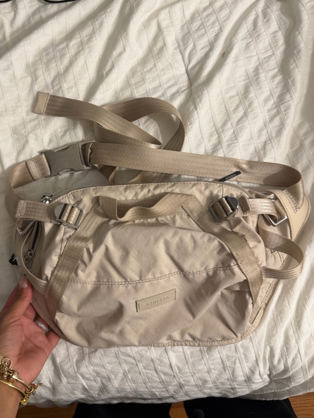 Beige Crossbody Utility Bag